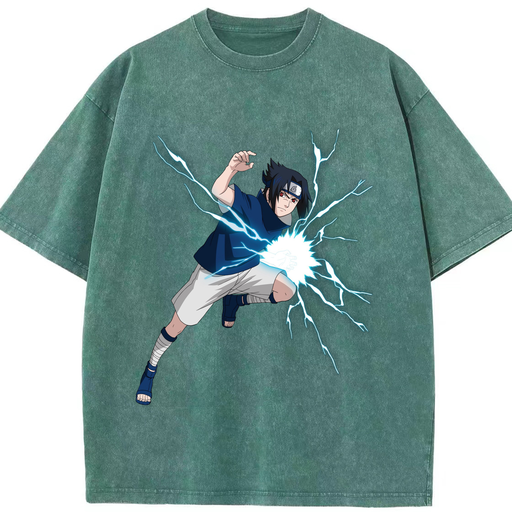（画像用） NARUTO -ナルト- うちは サスケ Uchiha Sasuke 綿100% ヴィンテージ風 半袖Tシャツ（フロントプリント）